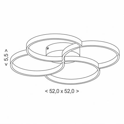 BRILAGI - Plafonieră LED VELO, 42 W, 230 V, 4000 K, Ø 52 cm, negru