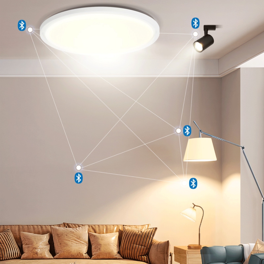 Brilagi VIBE Plafonieră LED RGBW dimabilă, 36W, 230V, 3000–6500K, Ø 40 cm, albă, cu telecomandă