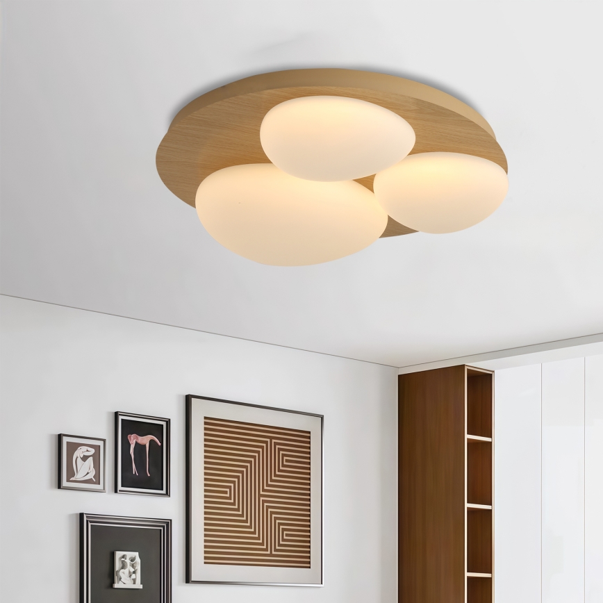 Brilagi - Plafonieră LED VISBY WOOD, 36 W, 230 V, Ø 50 cm, maro