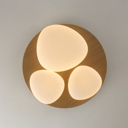 Brilagi - Plafonieră LED VISBY WOOD, 36 W, 230 V, Ø 50 cm, maro