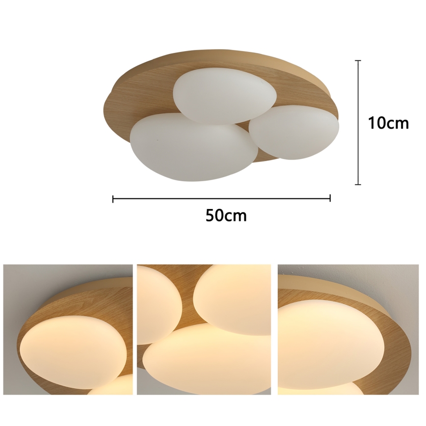 Brilagi - Plafonieră LED VISBY WOOD, 36 W, 230 V, Ø 50 cm, maro
