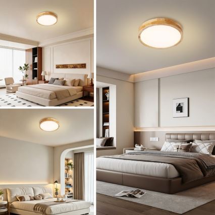 Brilagi - Plafonieră LED WOODLINE LED/24W/230V 3000/4000/6000K, stejar, diam. 30 cm