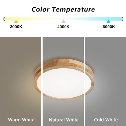 Brilagi - Plafonieră LED WOODLINE LED/24W/230V 3000/4000/6000K, stejar, diam. 30 cm