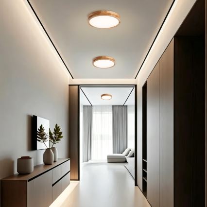 Brilagi - Plafonieră LED WOODLINE LED/24W/230V 3000/4000/6000K, stejar, diam. 30 cm