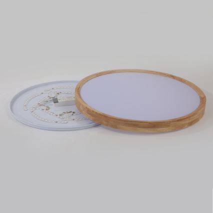 Brilagi - Plafonieră LED WOODROUND, 40 W, 230 V, 3000/4000/6000 K, Ø 60 cm, lemn, CRI 90