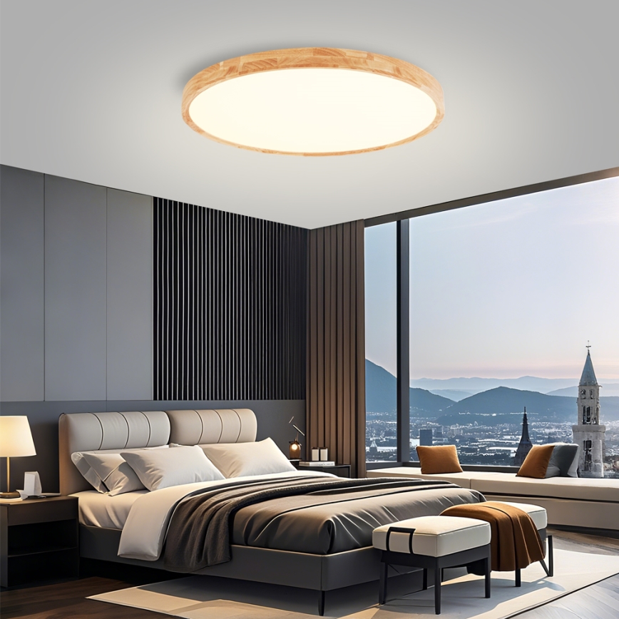 Brilagi - Plafonieră LED WOODROUND LED/70W/230V 3000/4000/6000K Ø 80 cm, finisaj lemn, CRI 90