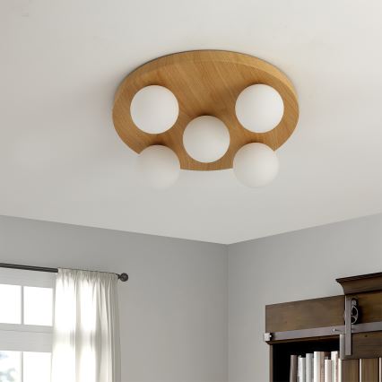 Brilagi - Plafonieră LUND WOOD 5xG9/9W/230V, Ø 40 cm, lemn