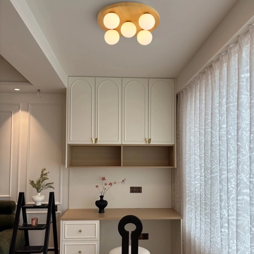 Brilagi - Plafonieră LUND WOOD 5xG9/9W/230V, Ø 40 cm, lemn