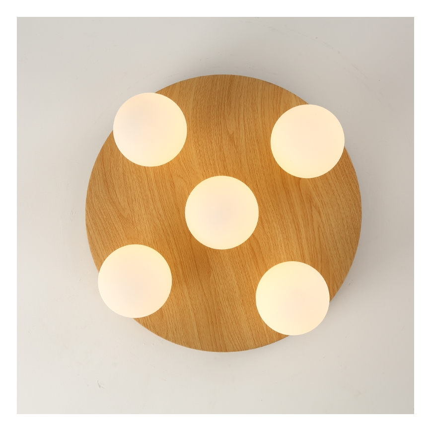 Brilagi - Plafonieră LUND WOOD 5xG9/9W/230V, Ø 40 cm, lemn