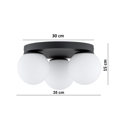 Brilagi - Plafonieră MILO 3xE27/60W/230V, diam. 35 cm, neagră