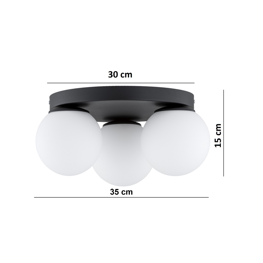 Brilagi - Plafonieră MILO 3xE27/60W/230V, diam. 35 cm, neagră