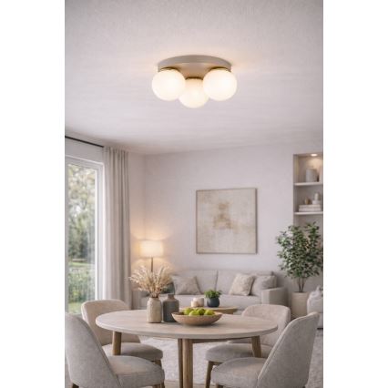 Brilagi - Plafonieră MILO ECRU 3xE27/60W/230V Ø 35 cm bej/auriu