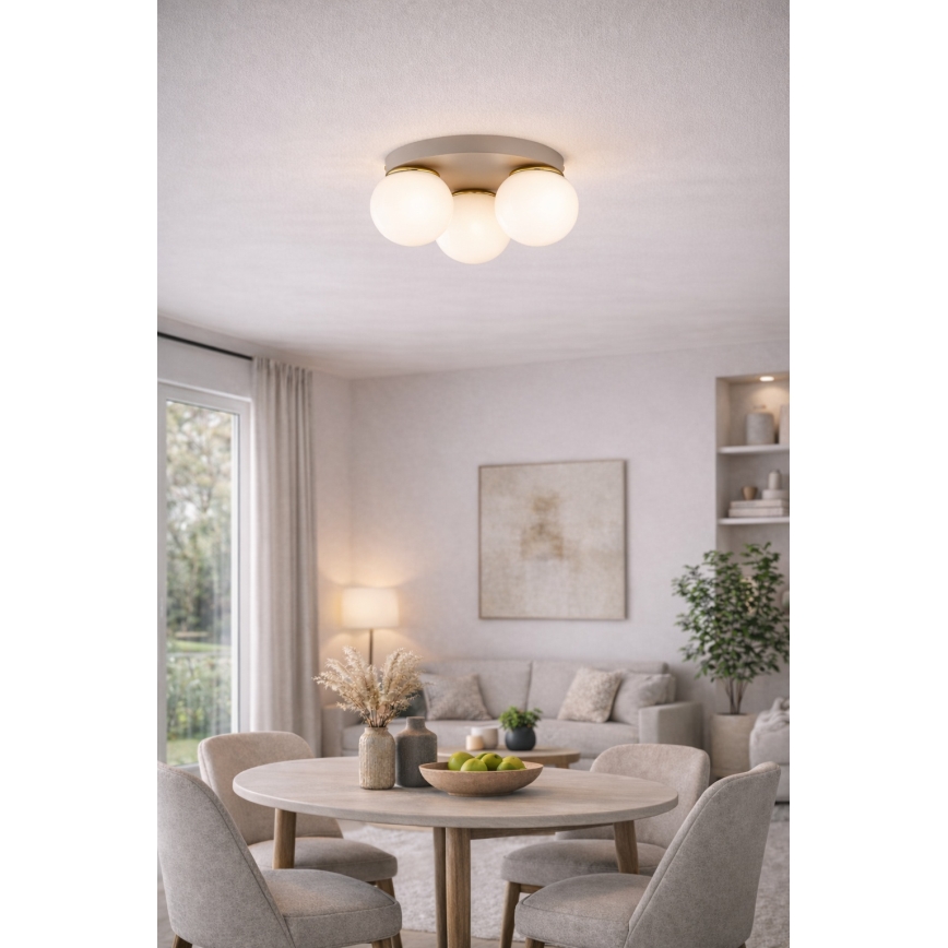 Brilagi - Plafonieră MILO ECRU 3xE27/60W/230V Ø 35 cm bej/auriu