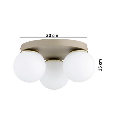 Brilagi - Plafonieră MILO ECRU 3xE27/60W/230V Ø 35 cm bej/auriu