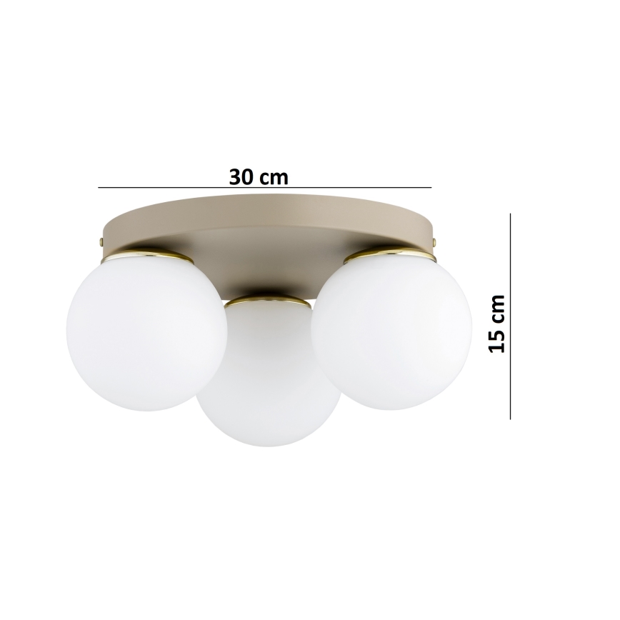Brilagi - Plafonieră MILO ECRU 3xE27/60W/230V Ø 35 cm bej/auriu