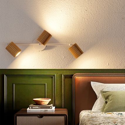 Brilagi - Plafonieră MODERN WOOD cu 3 spoturi, GU10/8W/230V, lemn/alb