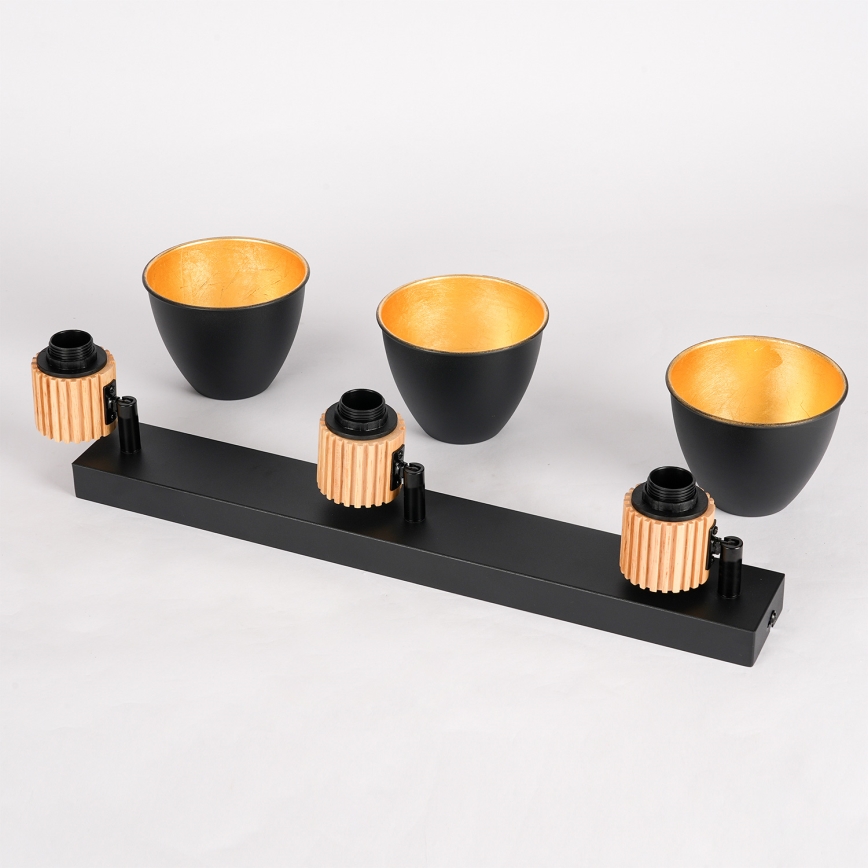 Brilagi - Plafonieră ODENSE cu 3 spoturi, 3xE14/10W/230V, lemn/negru