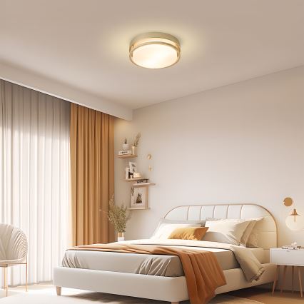 Brilagi - Plafonieră ORINO 2xE27/40W/230V, diam. 27 cm, auriu/stejar