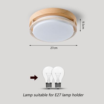 Brilagi - Plafonieră ORINO 2xE27/40W/230V Ø 27 cm decor lemn/stejar