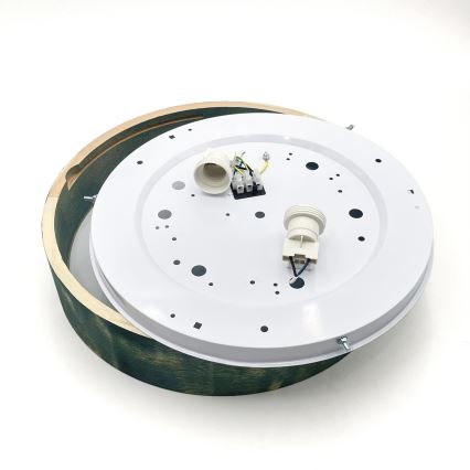 Brilagi - Plafonieră PINO, 2x E27/15W/230V, lemn de pin/verde, Ø 37,5 cm