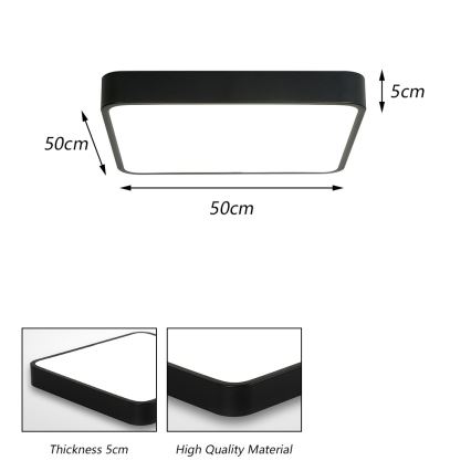 Brilagi - Plafonieră LED POOL SQUARE LED/48W/230V 3000/4500/6000K 50x50 cm negru