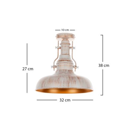 Brilagi - Plafonieră PYRONIC, 1 x E27 (40 W), 230 V, Ø 32 cm, crem cu patină