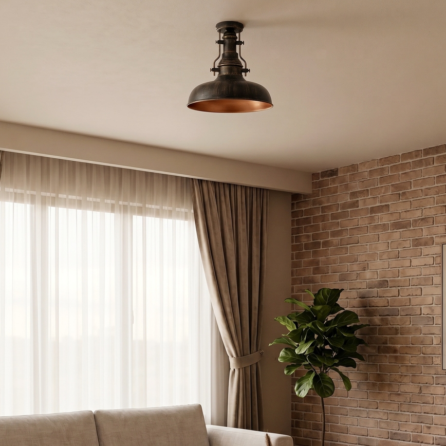 Brilagi - Plafonieră PYRONIC 1xE27/40W/230V Ø 32 cm bronz/patină