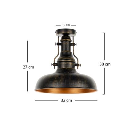 Brilagi - Plafonieră PYRONIC 1xE27/40W/230V Ø 32 cm bronz/patină