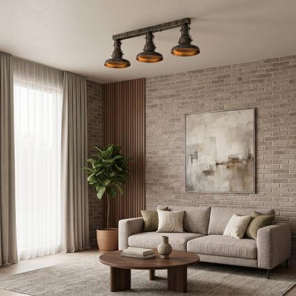 Brilagi - Plafonieră PYRONIC 3xE27/40W/230V bronz/patină