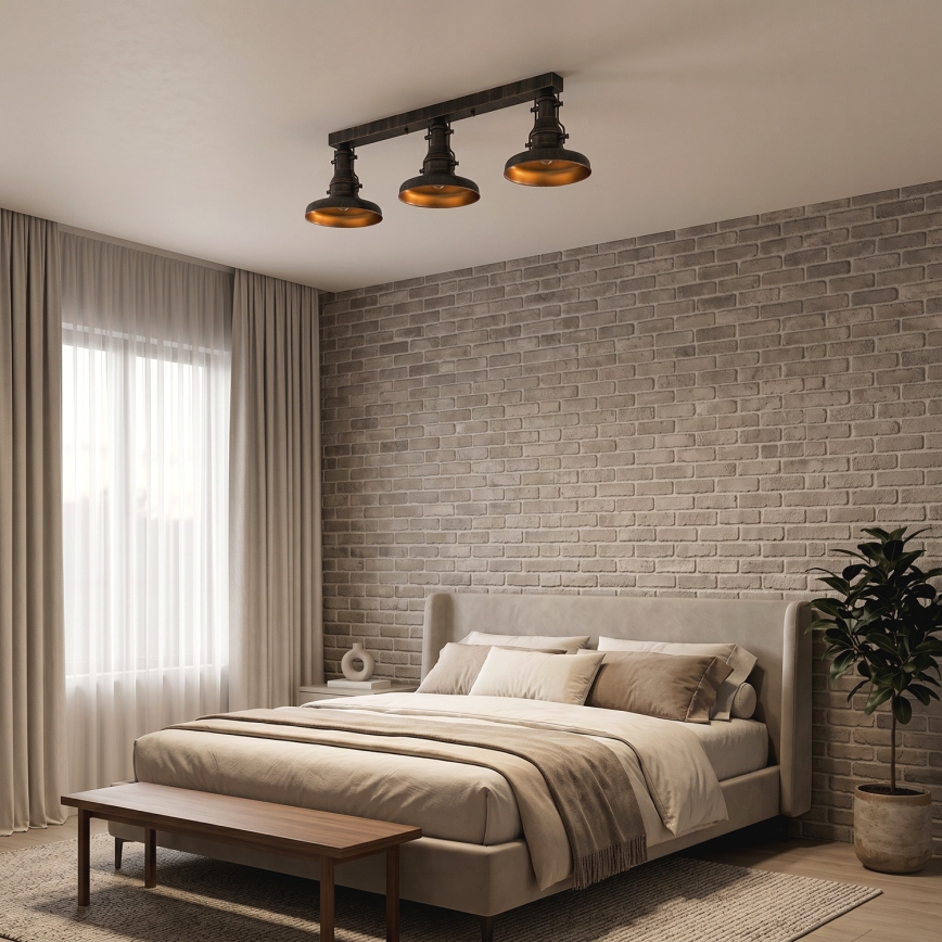 Brilagi - Plafonieră PYRONIC 3xE27/40W/230V bronz/patină
