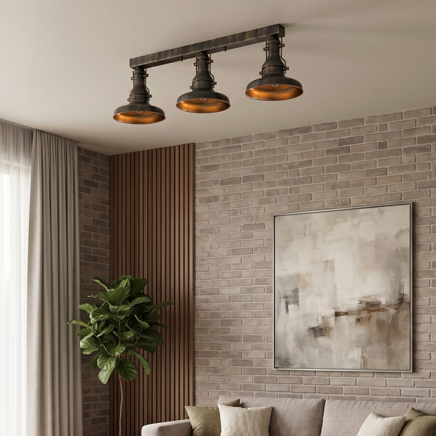 Brilagi - Plafonieră PYRONIC 3xE27/40W/230V bronz/patină