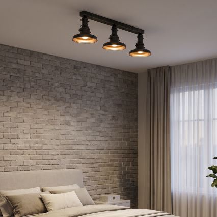 Brilagi - Plafonieră PYRONIC 3xE27/40W/230V bronz/patină