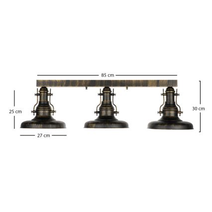 Brilagi - Plafonieră PYRONIC 3xE27/40W/230V bronz/patină