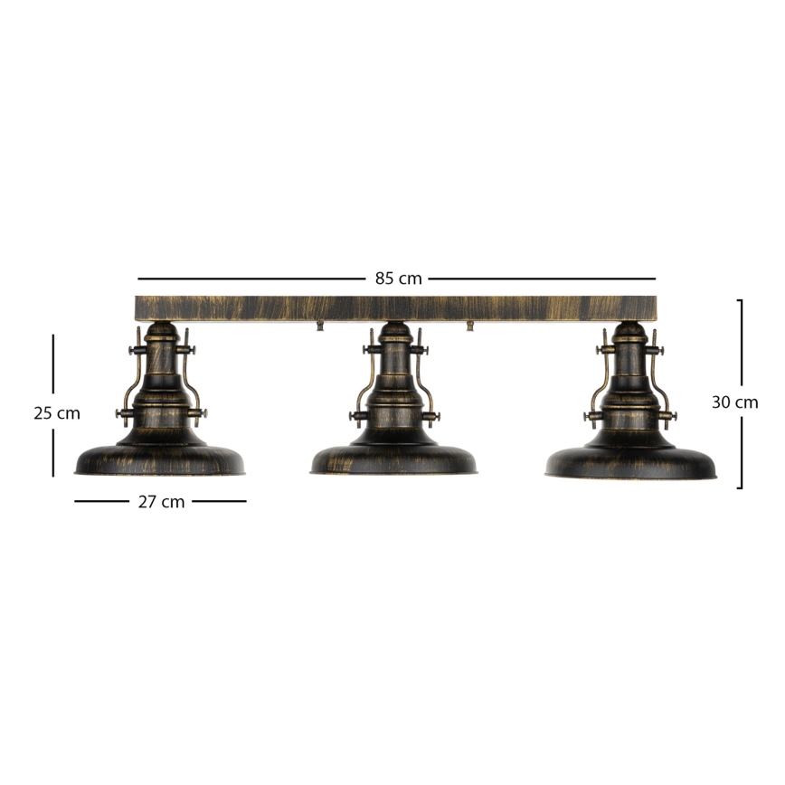 Brilagi - Plafonieră PYRONIC 3xE27/40W/230V bronz/patină