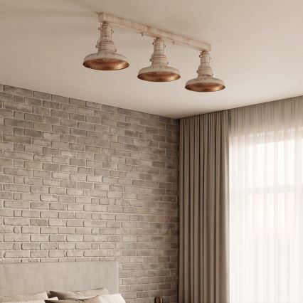Brilagi - Plafonieră PYRONIC 3xE27/40W/230V crem/patină