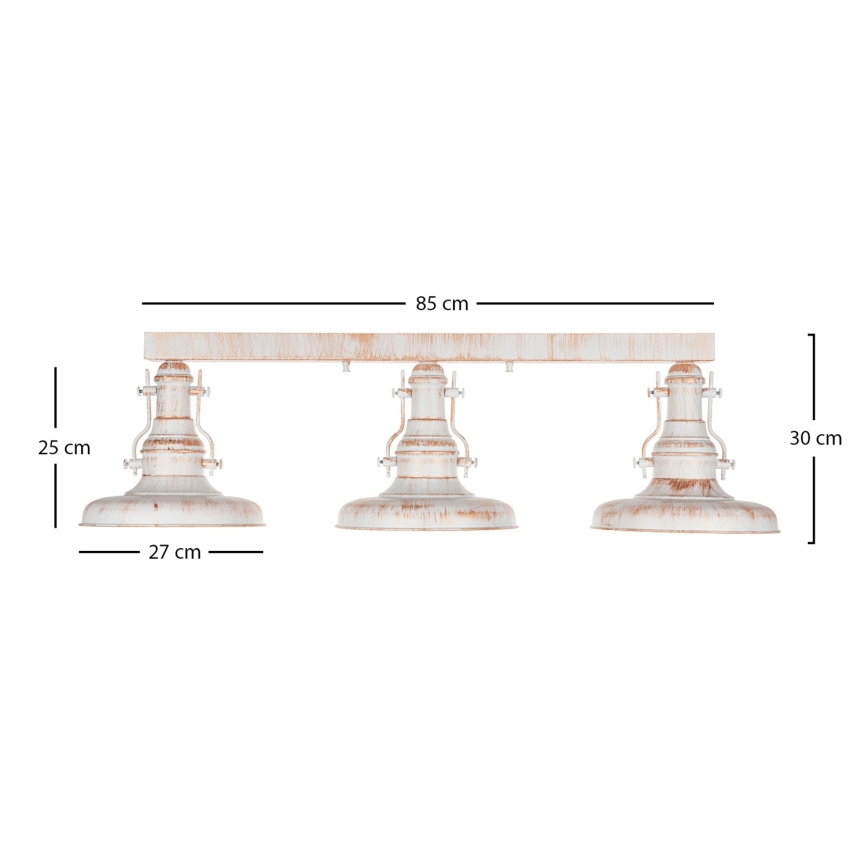 Brilagi - Plafonieră PYRONIC 3xE27/40W/230V crem/patină