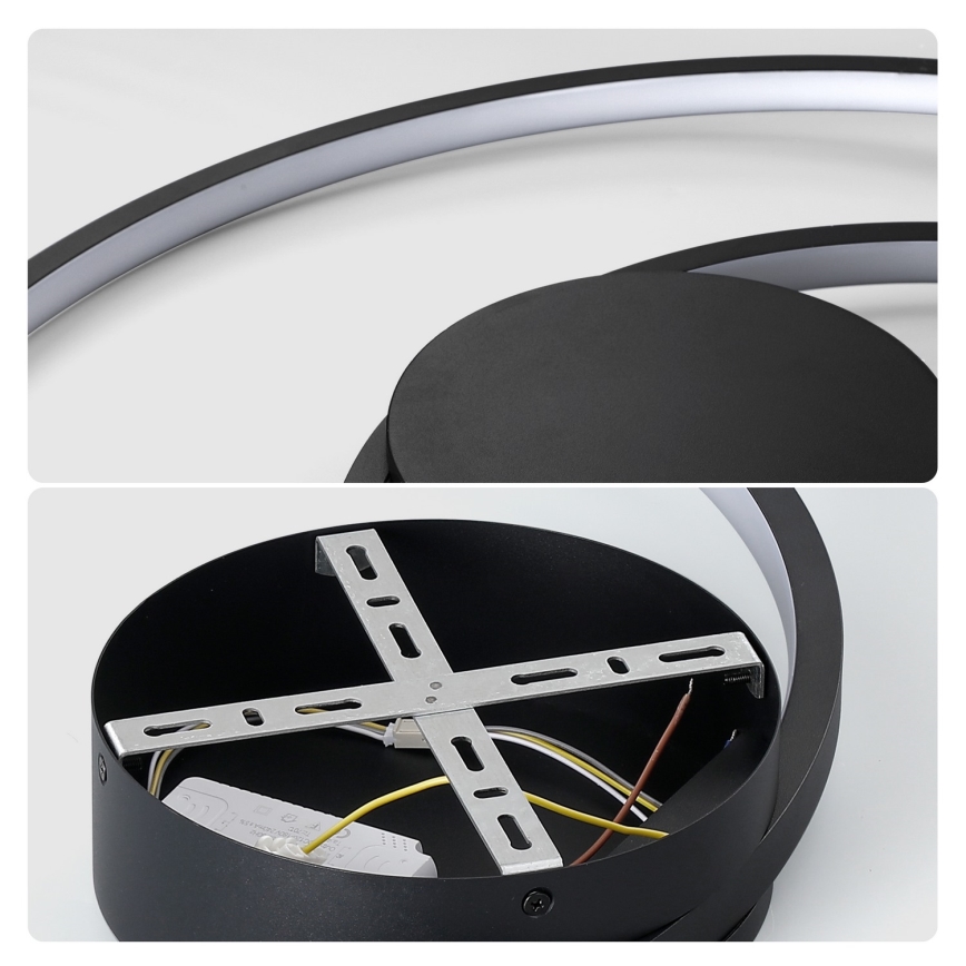 Brilagi - Plafonieră LED reglabilă TWISTER LED/48W/230V 3000-6000K Ø 50 cm neagră + telecomandă