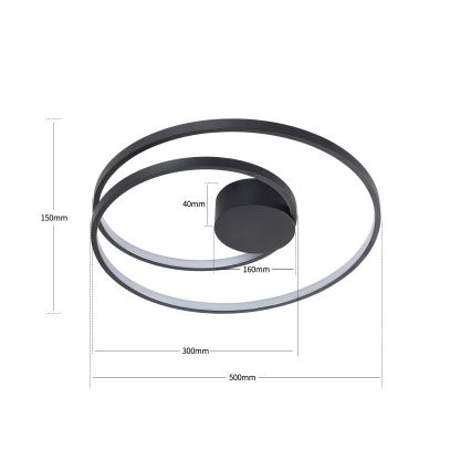 Brilagi - Plafonieră LED reglabilă TWISTER LED/48W/230V 3000-6000K Ø 50 cm neagră + telecomandă