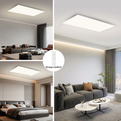 Brilagi - Plafonieră LED dimabilă SLIMFRAME, 80 W, 230 V, 120 x 60 cm, 3000–6000 K, albă + telecomandă