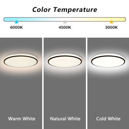 Brilagi - Plafonieră LED dimabilă SMART, 36W, 230V, Ø48 cm, 3000–6000K, Wi‑Fi Tuya Beacon + telecomandă