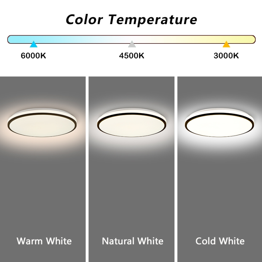 Brilagi - Plafonieră LED dimabilă SMART, 36W, 230V, Ø48 cm, 3000–6000K, Wi‑Fi Tuya Beacon + telecomandă