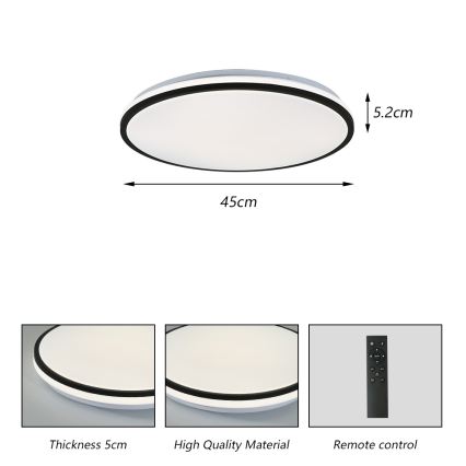 Brilagi - Plafonieră LED dimabilă SMART, 36W, 230V, Ø48 cm, 3000–6000K, Wi‑Fi Tuya Beacon + telecomandă