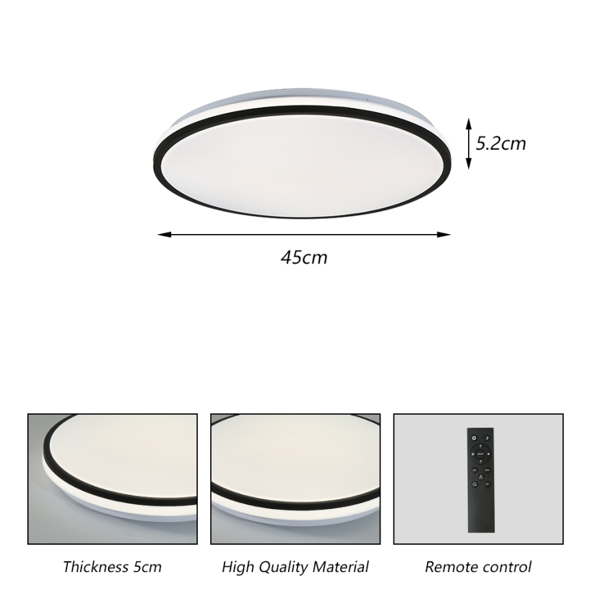 Brilagi - Plafonieră LED dimabilă SMART, 36W, 230V, Ø48 cm, 3000–6000K, Wi‑Fi Tuya Beacon + telecomandă