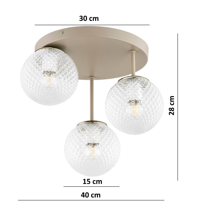 Brilagi - Plafonieră STELLA 3xE27/60W/230V bej/auriu