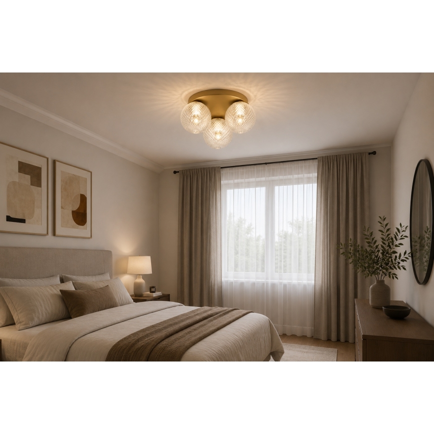 Brilagi - Plafonieră STELLA 3xE27/60W/230V Ø 35 cm bej/auriu