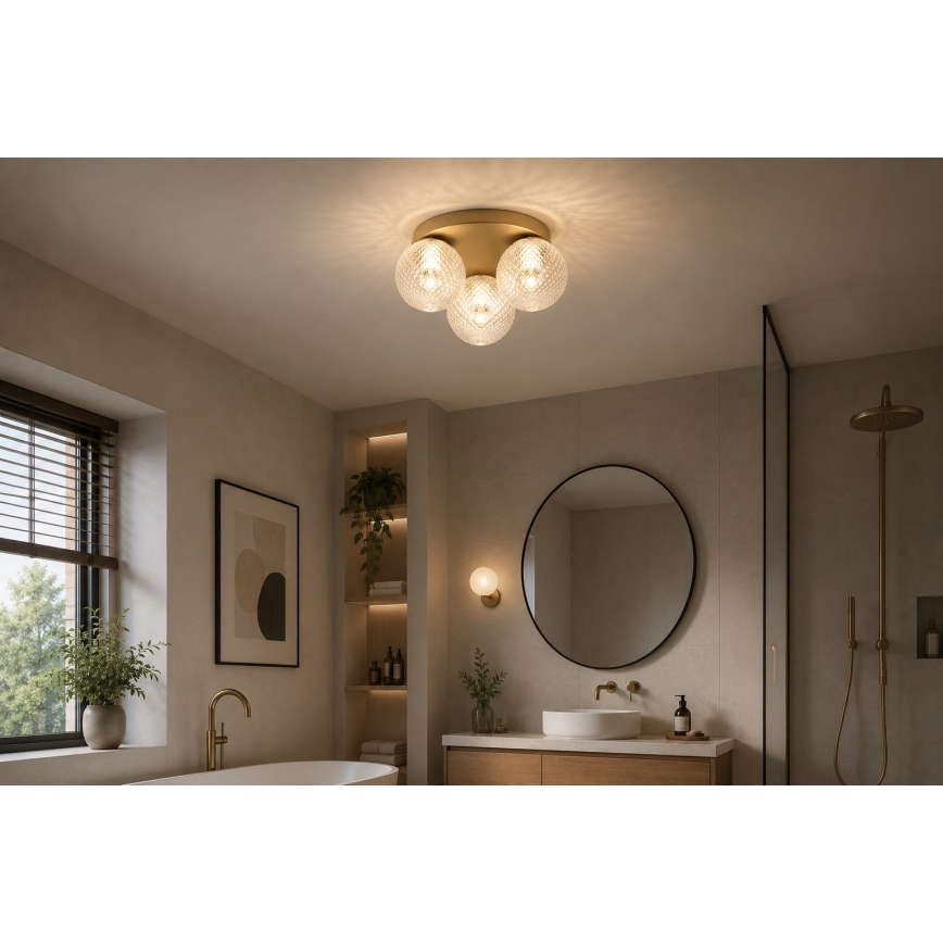 Brilagi - Plafonieră STELLA 3xE27/60W/230V Ø 35 cm bej/auriu