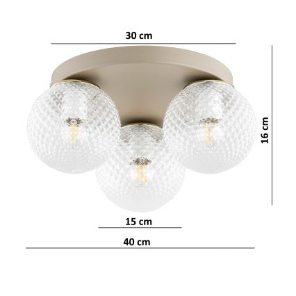 Brilagi - Plafonieră STELLA 3xE27/60W/230V Ø 35 cm bej/auriu