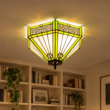 BRILAGI - plafonieră Tiffany cu vitralii EMERALD 2xE27/60W/230V Ø 40 cm
