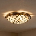 Brilagi - Plafonieră Tiffany cu vitralii IVORIU 2xE27/60W/230V Ø 40 cm