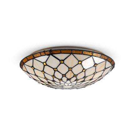 Brilagi - Plafonieră Tiffany cu vitralii IVORIU 2xE27/60W/230V Ø 40 cm